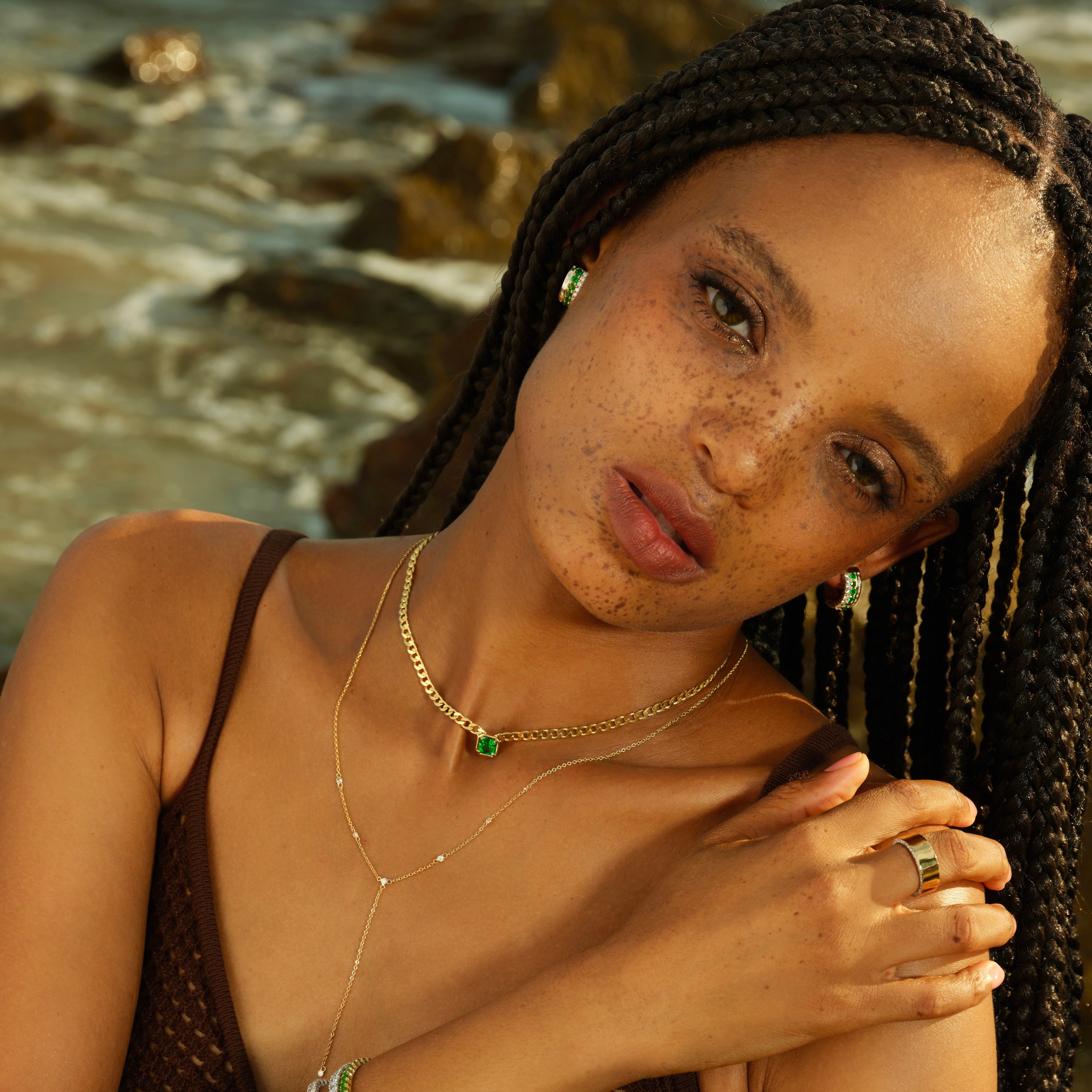 Chunky Emerald Cuban Link Choker