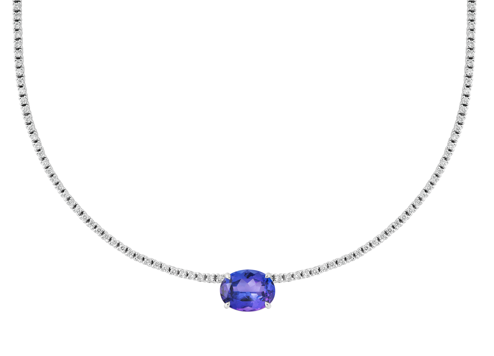 Oval Tanzanite and Diamond Necklace