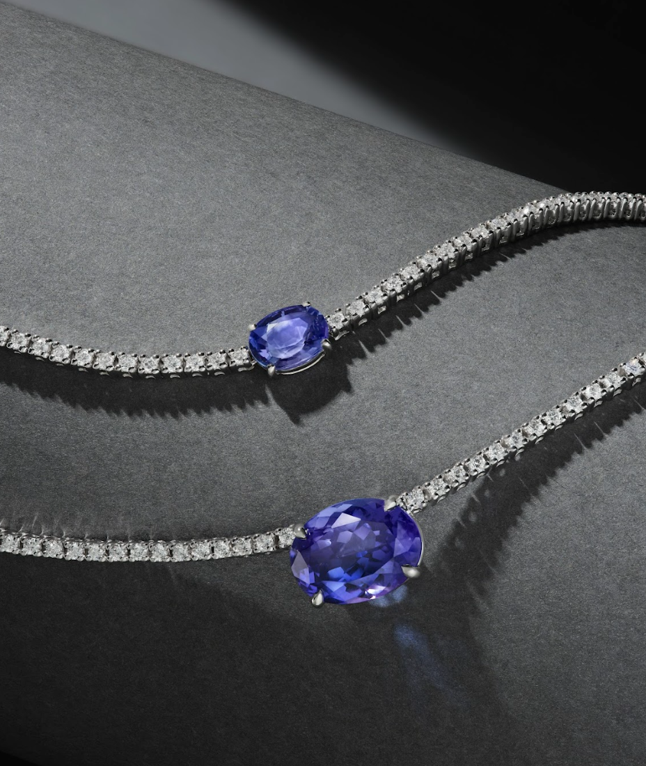 Oval Tanzanite and Diamond Necklace