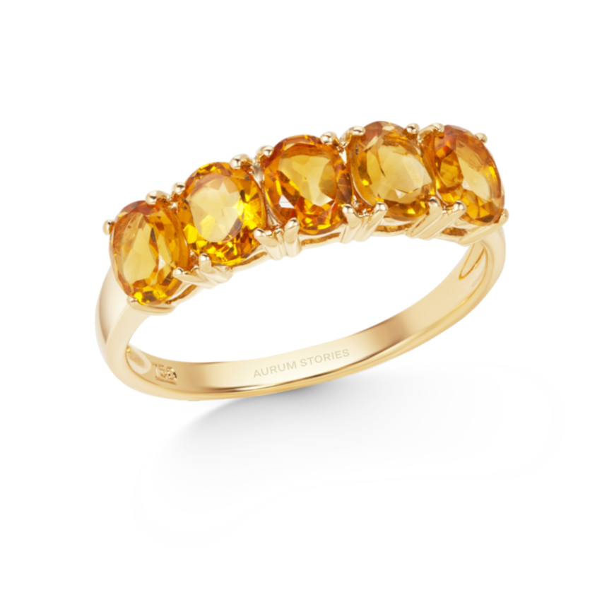 Citrine 5-stone Ring