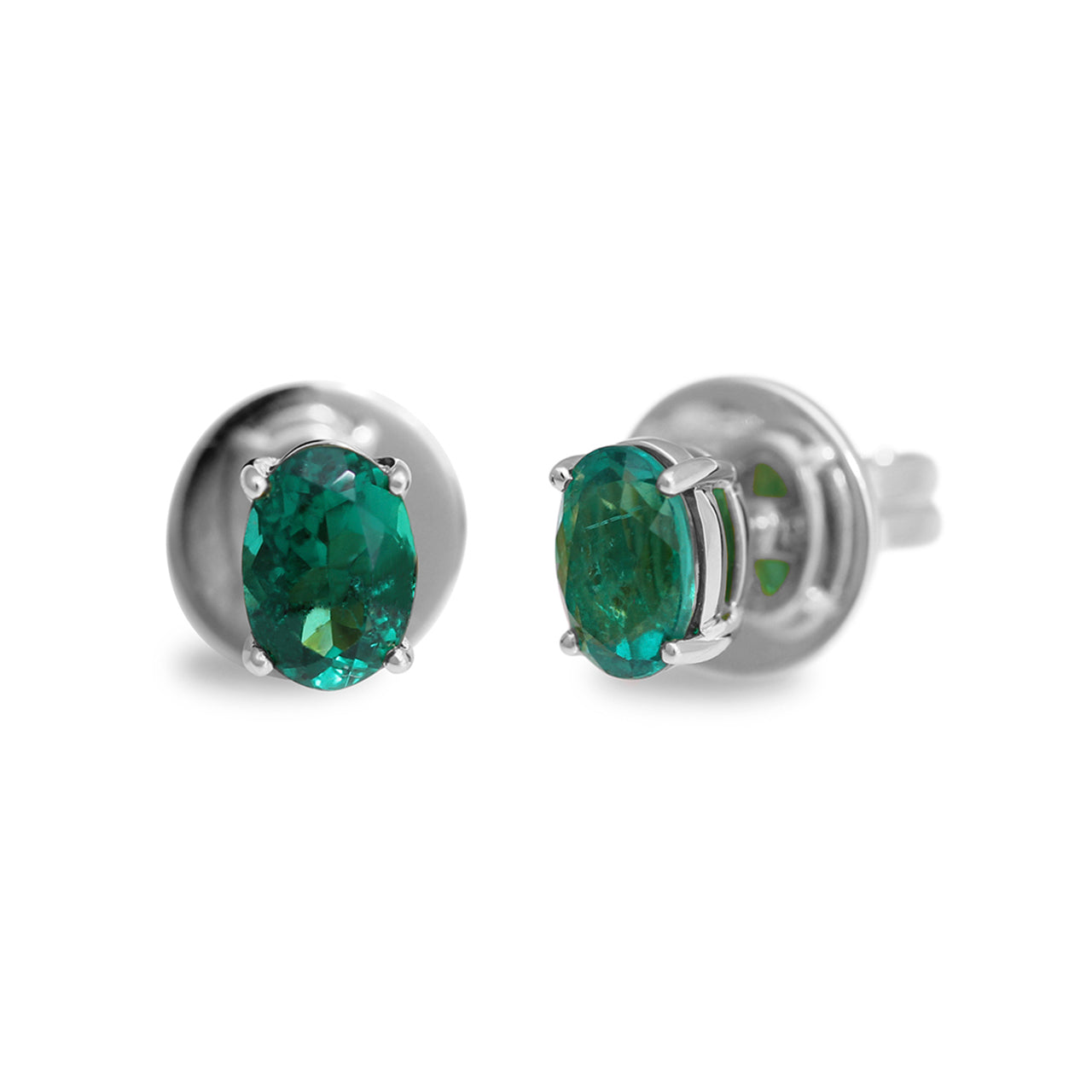 Oval Emerald and Diamond Earrings