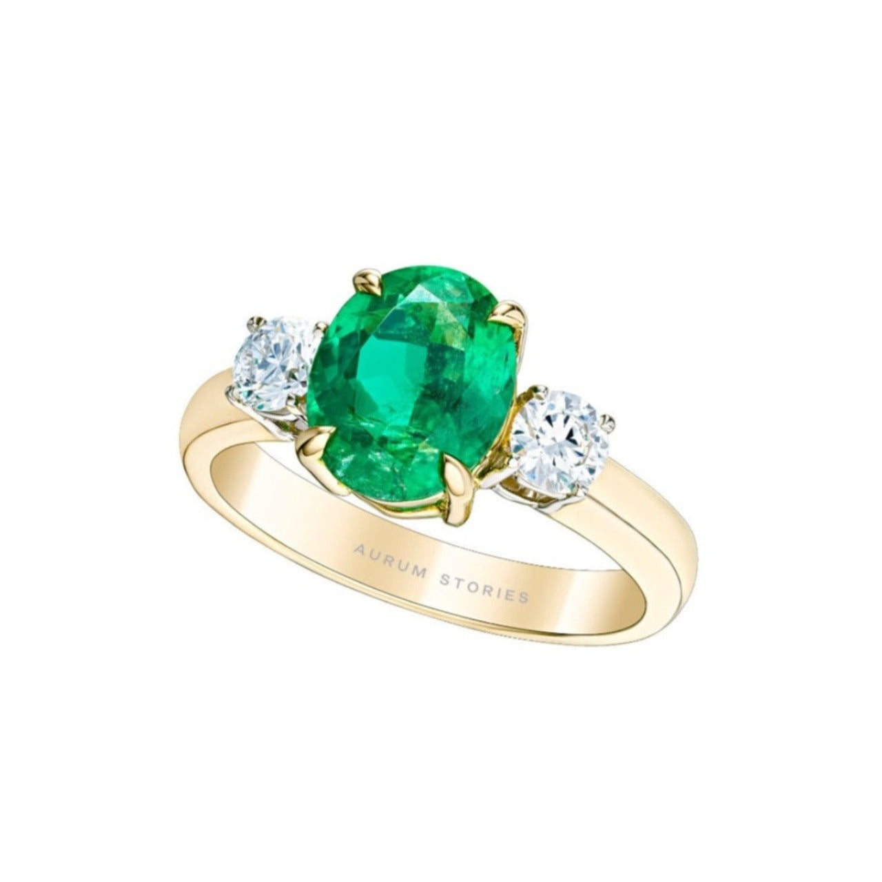 Oval Emerald and Diamond Engagement Ring