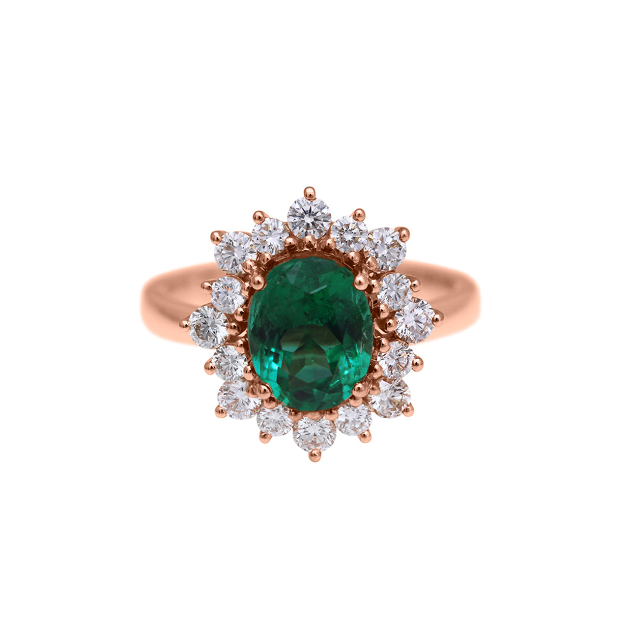 Oval Emerald and Diamond Engagement Ring