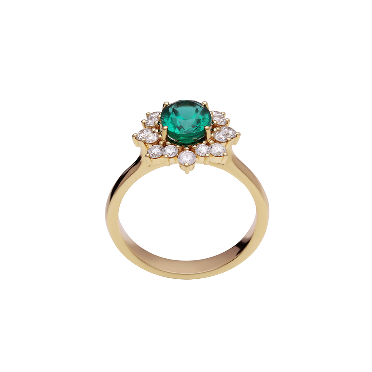 Oval Emerald and Diamond Engagement Ring