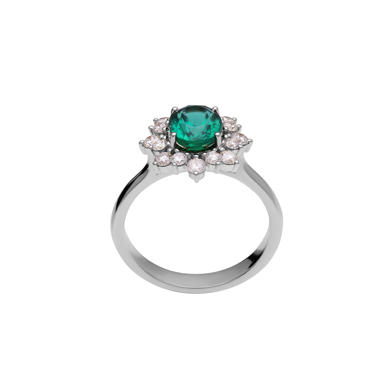 Oval Emerald and Diamond Engagement Ring