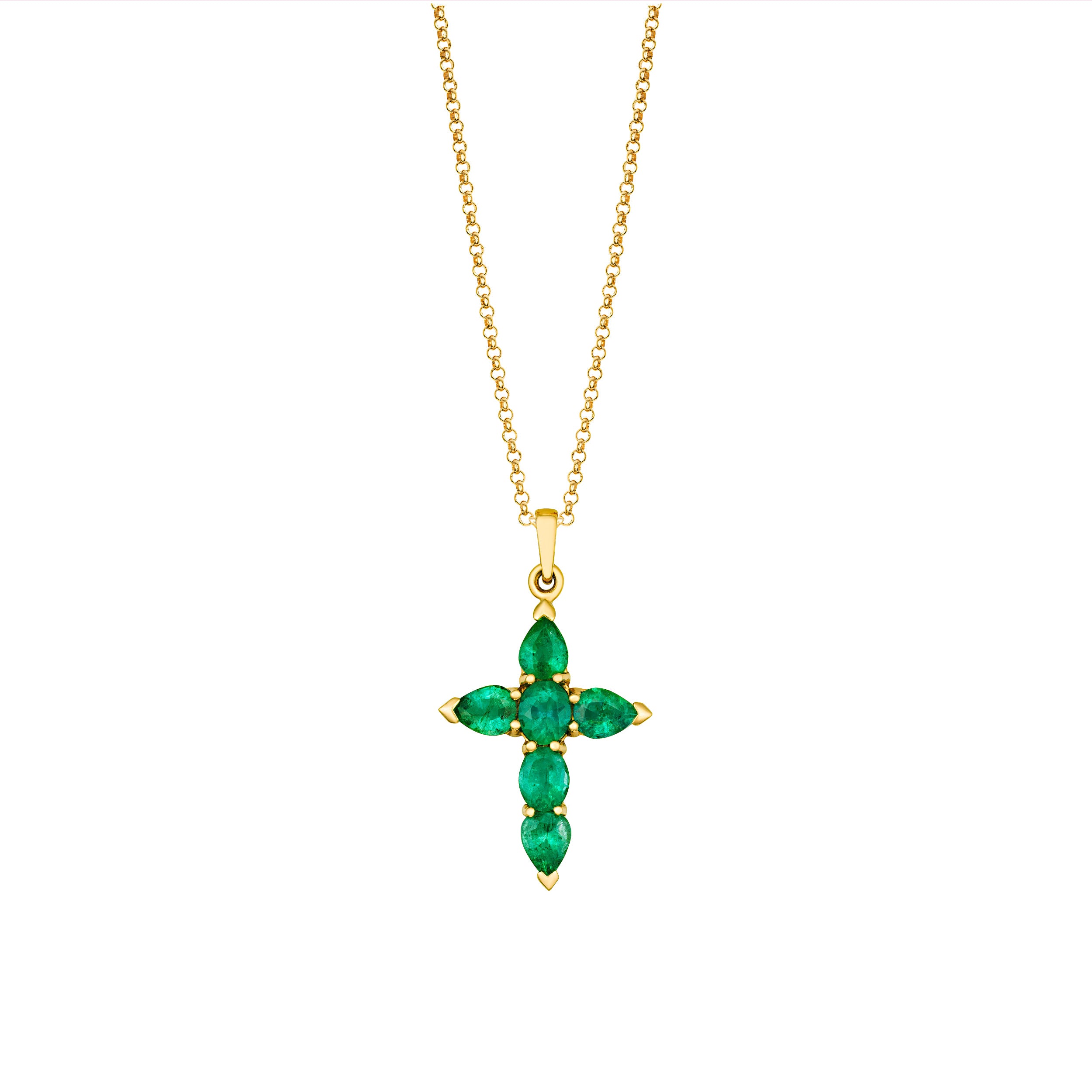 Emerald Cross Pendant and Chain