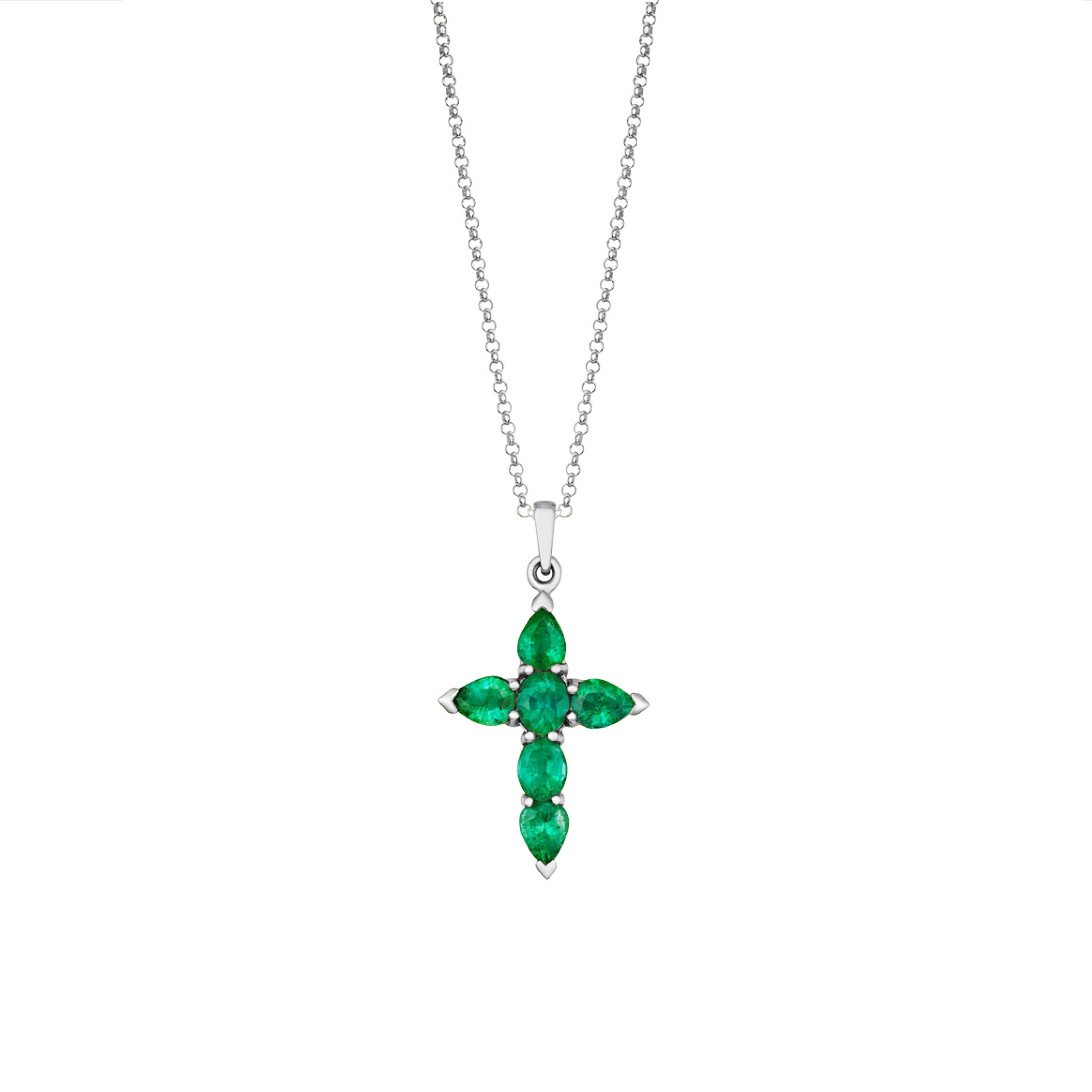 Emerald Cross Pendant and Chain