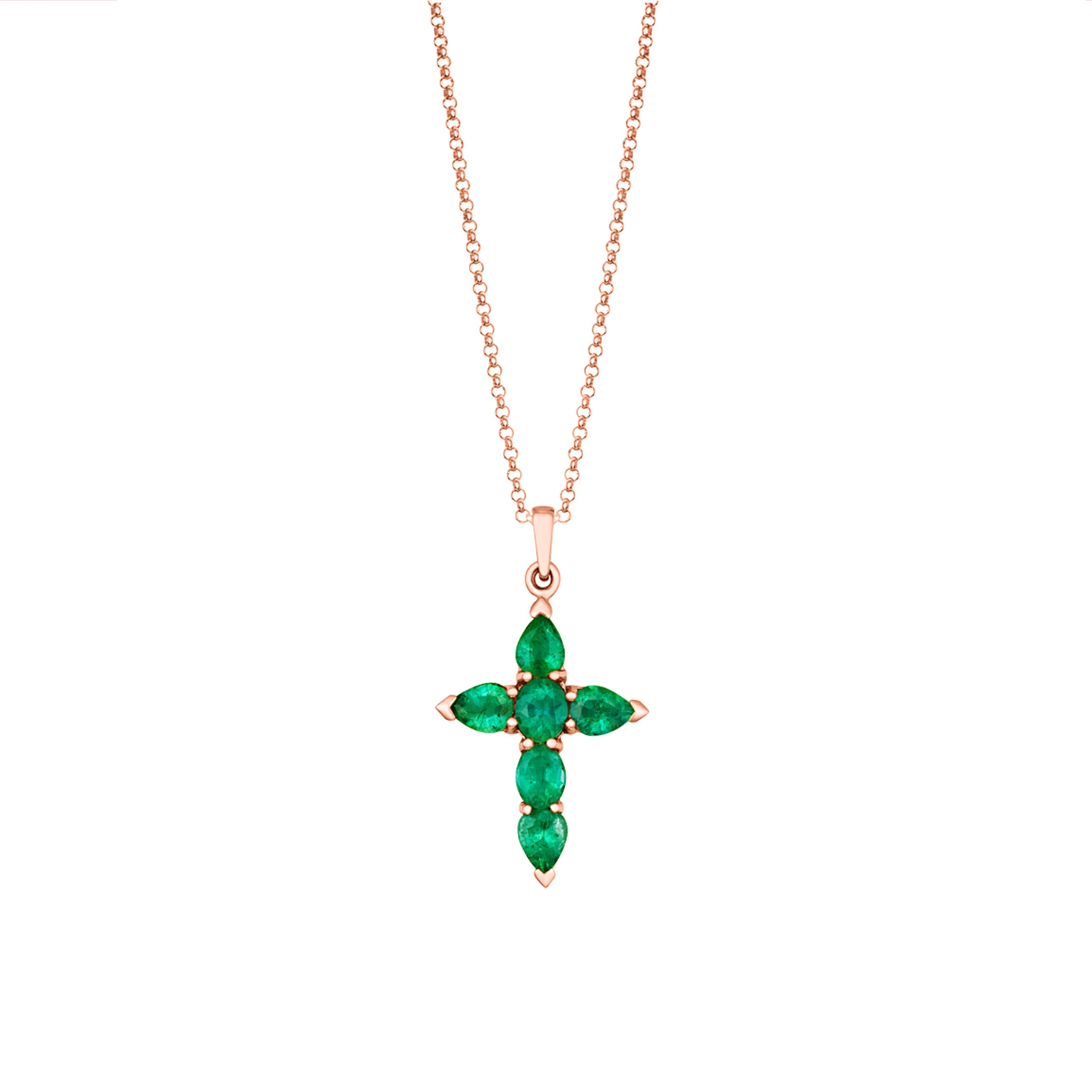 Emerald Cross Pendant and Chain