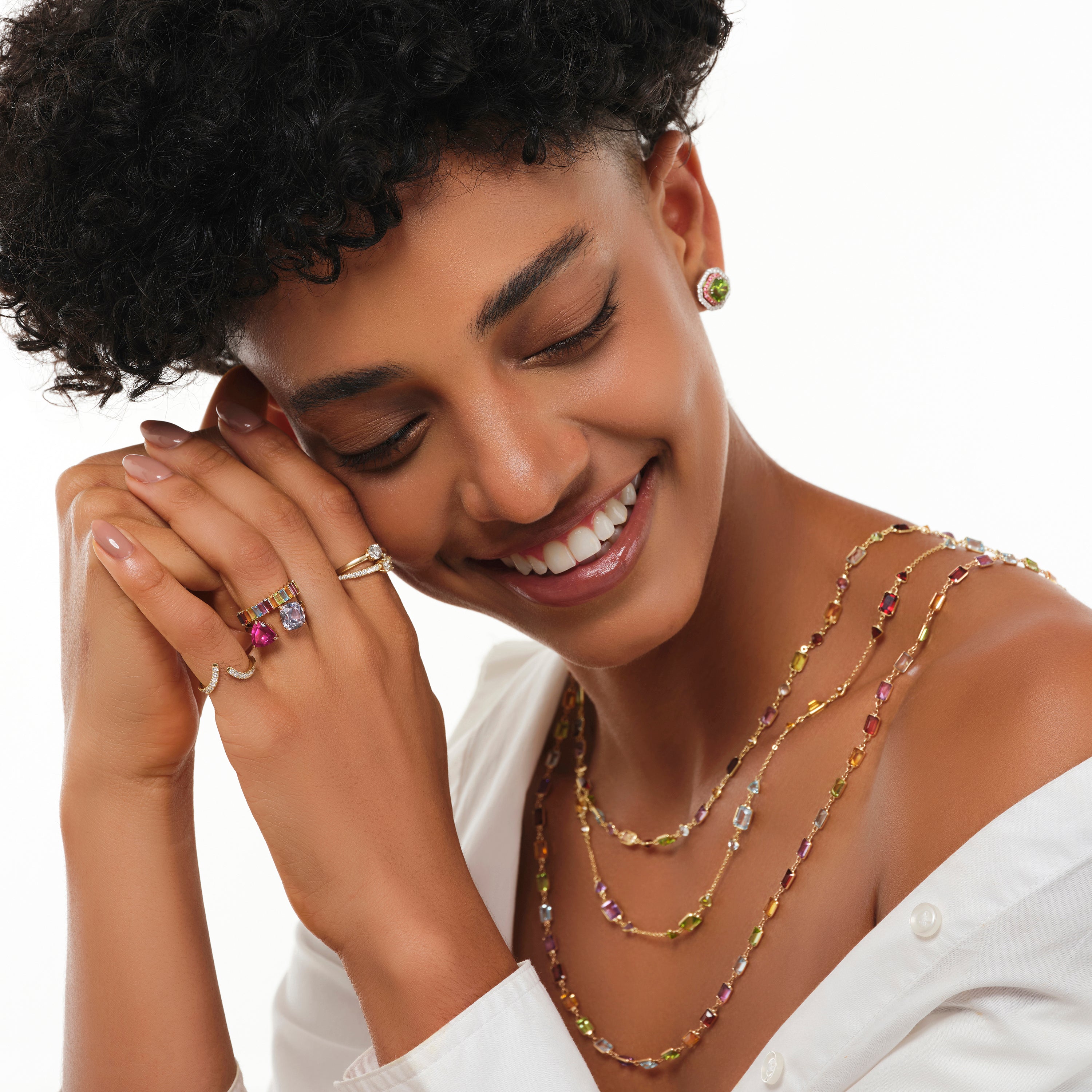 Emerald Cut Multicoloured Necklace