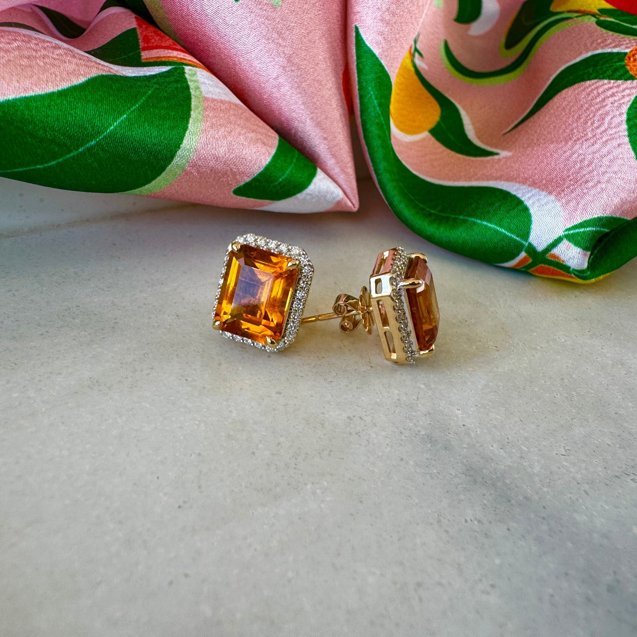 Citrine and Diamond Earrings