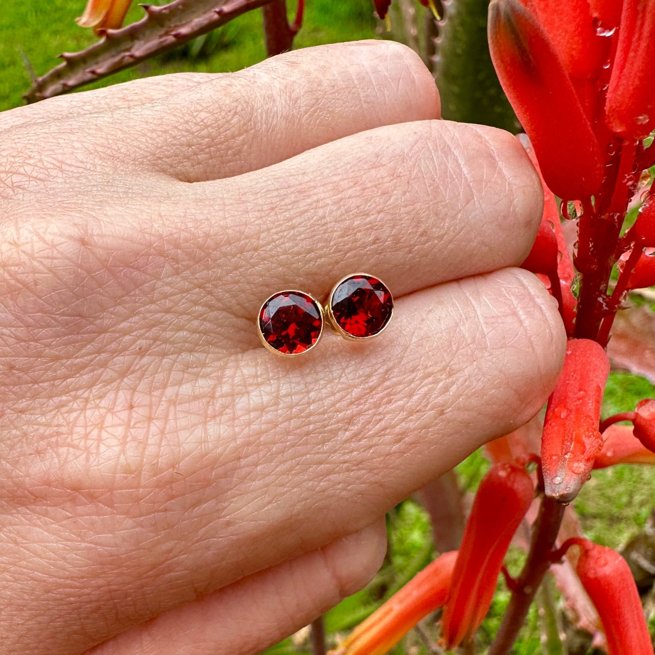 Garnet Stud Earrings