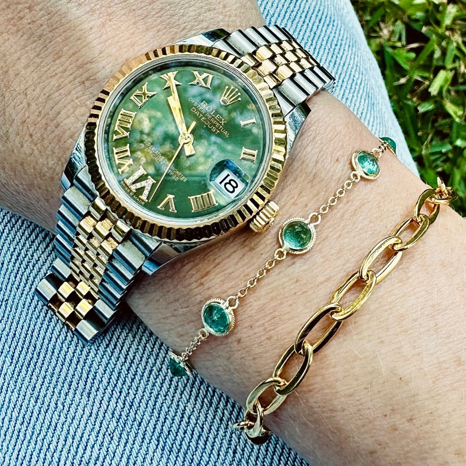 Emerald Round Brilliant Bezel Bracelet