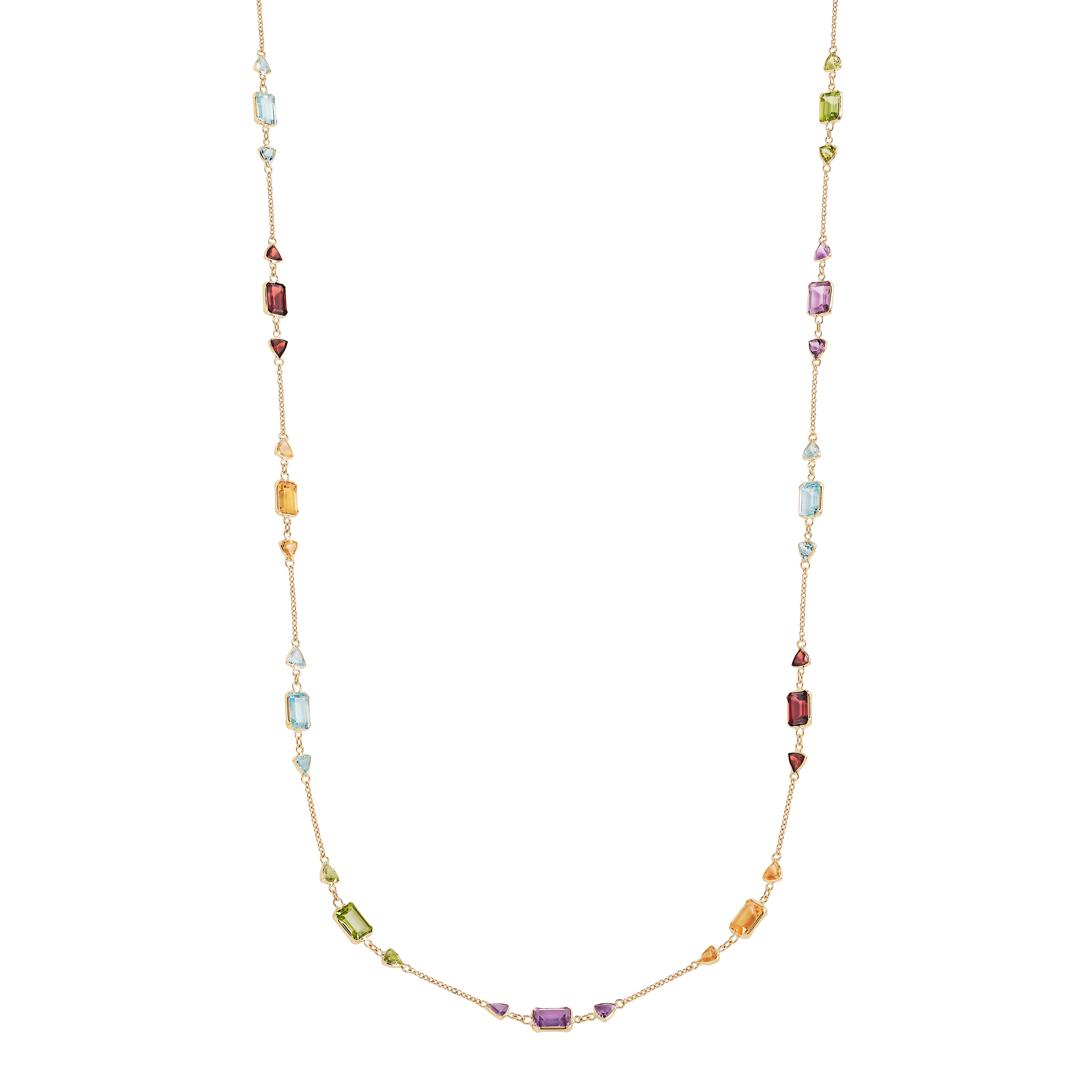 Trillion & Emerald Cut Multicoloured Necklace