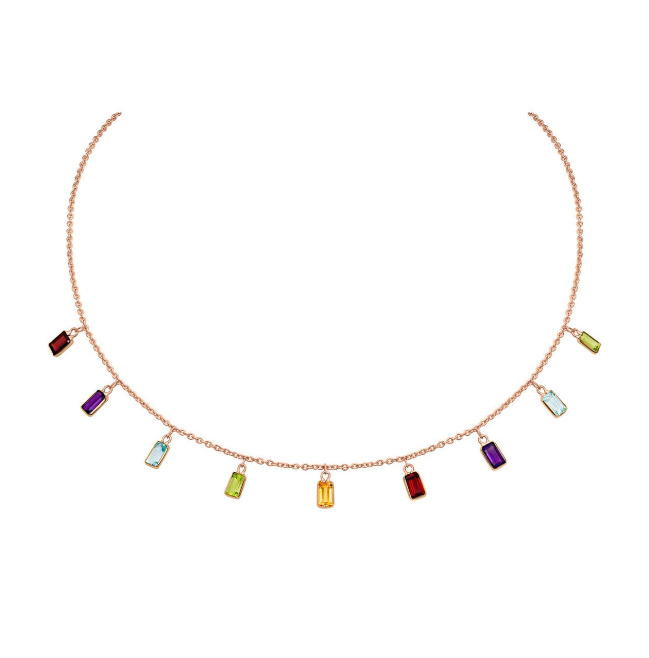 Emerald Cut Multicoloured Choker