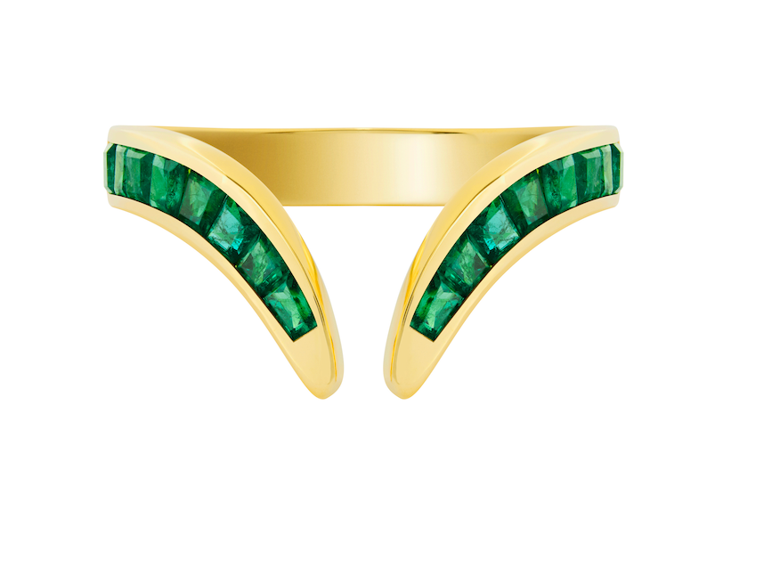 Emerald V-Shape Ring