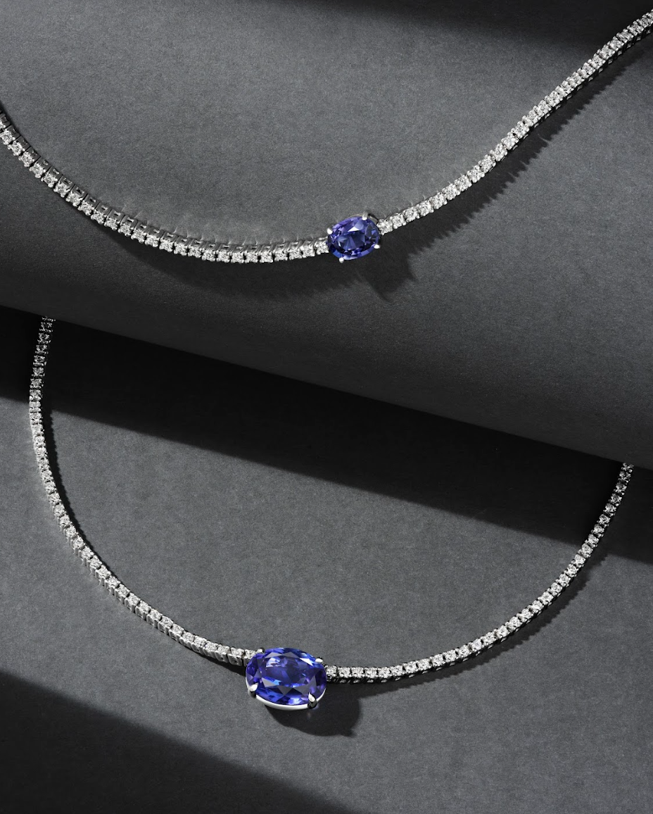 Oval Tanzanite and Diamond Necklace