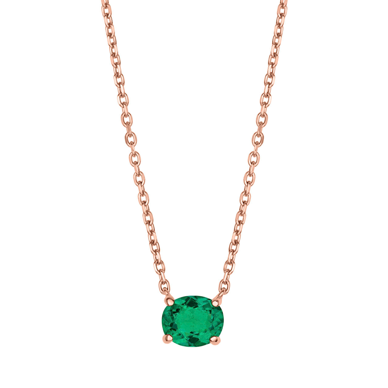 Floating Oval Emerald Necklace