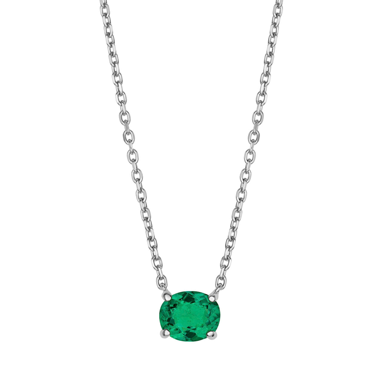 Floating Oval Emerald Necklace